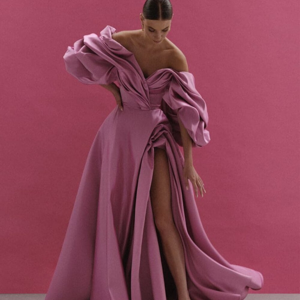 MONETRE Pink Satin Gown